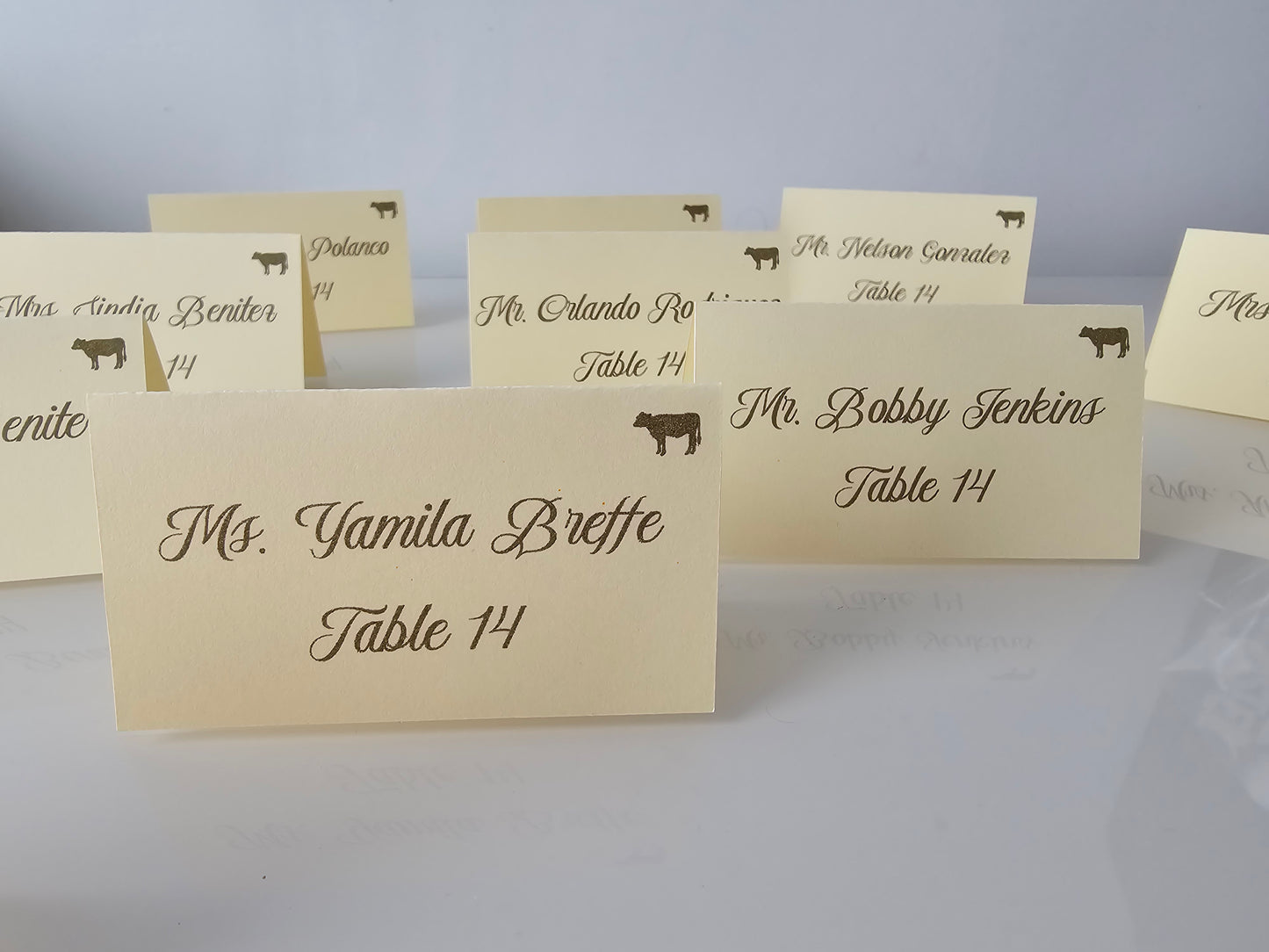 2" Folded Place Cards Escort Cards