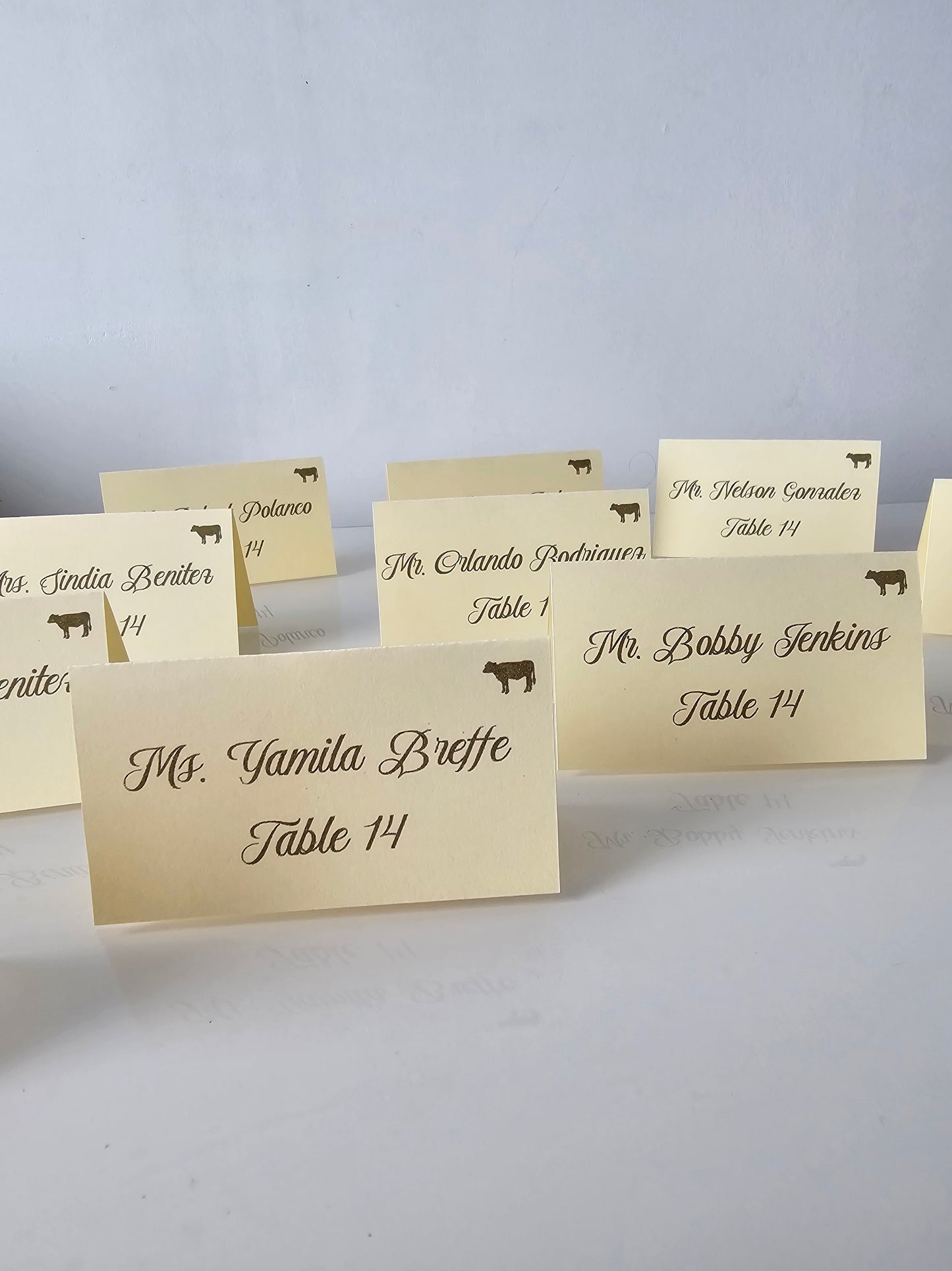 2" Folded Place Cards Escort Cards