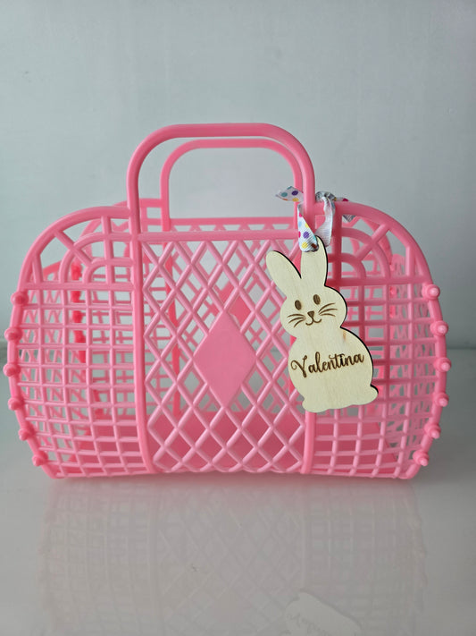 Jelly Plastic Purses Tote Bags Easter Basket Custom Name