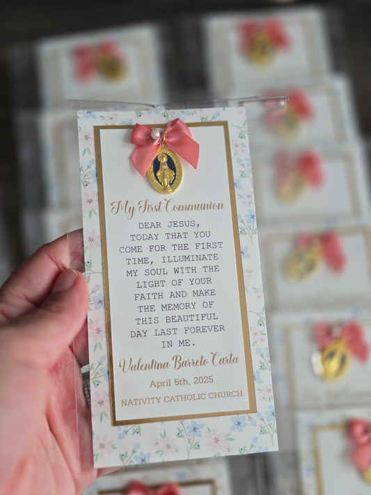 Set of 15 Personalized Baptism Favor Cards Personalized Keepsake Tarjetas de Bautizo