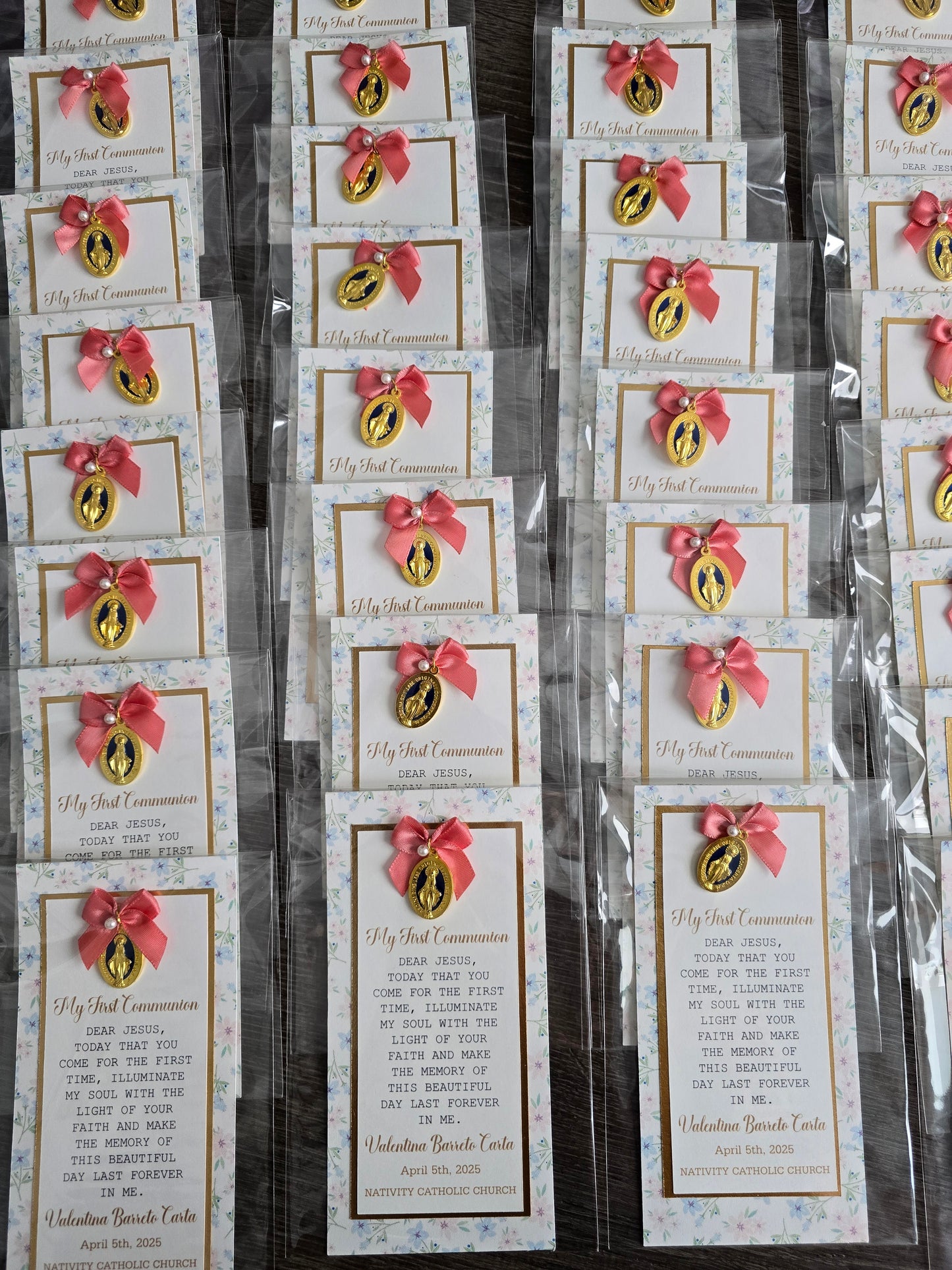 Set of 15 Personalized Baptism Favor Cards Personalized Keepsake Tarjetas de Bautizo