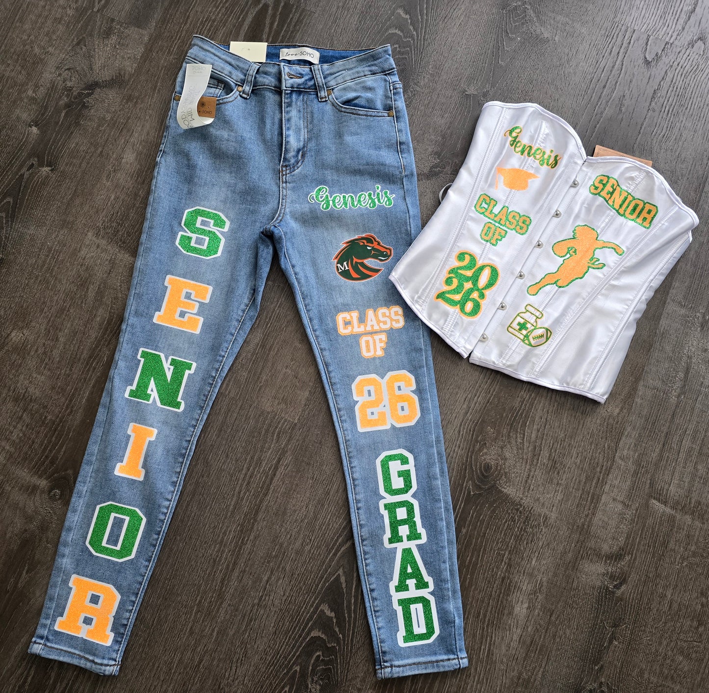 Custom Senior 2026 Sets, Senior Jeans, Senior Sweater, Senior Corset