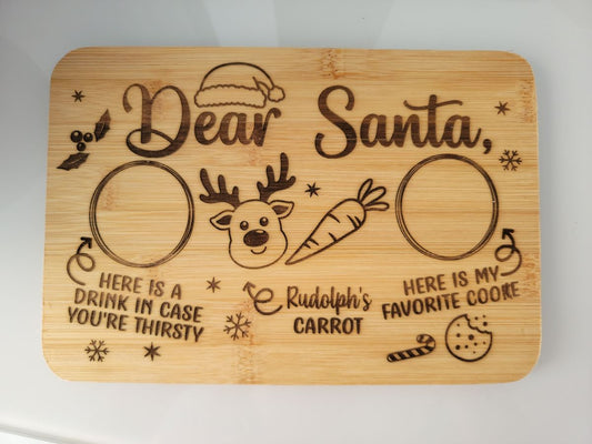 Mini Wood Engraved Santa Tray