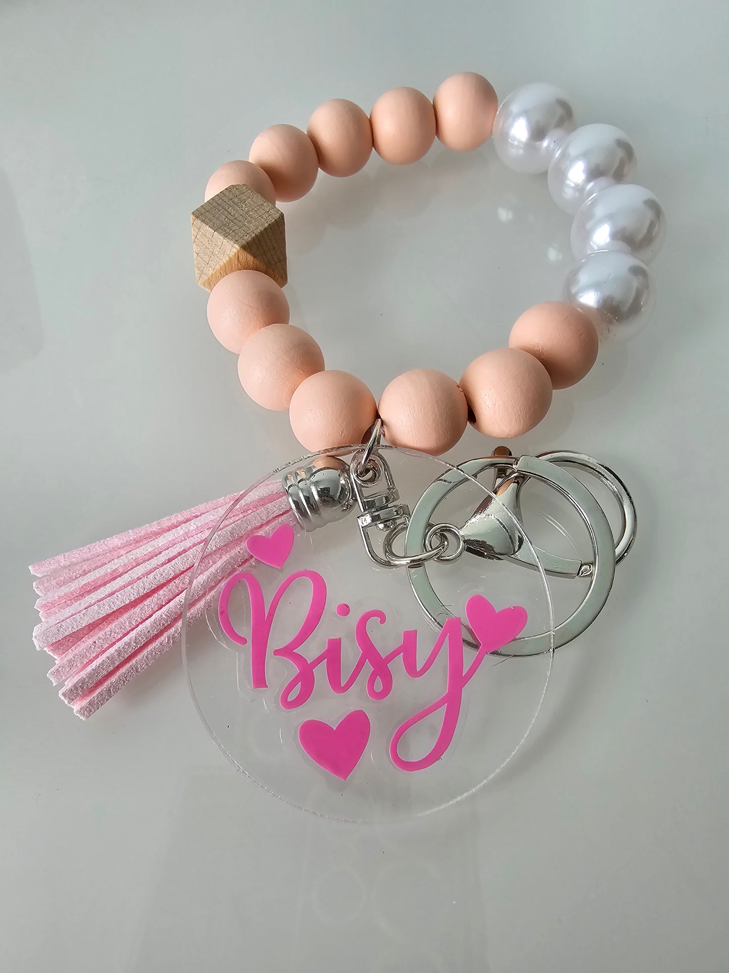 Beaded Personalized Wristlet Bracelet Keychain